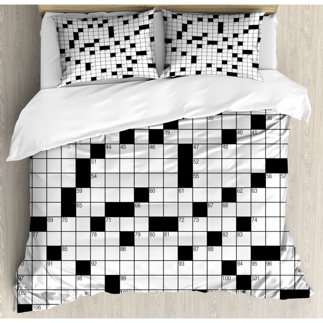 Word Search Puzzle Duvet Cover Set King Size, Classical Crossword