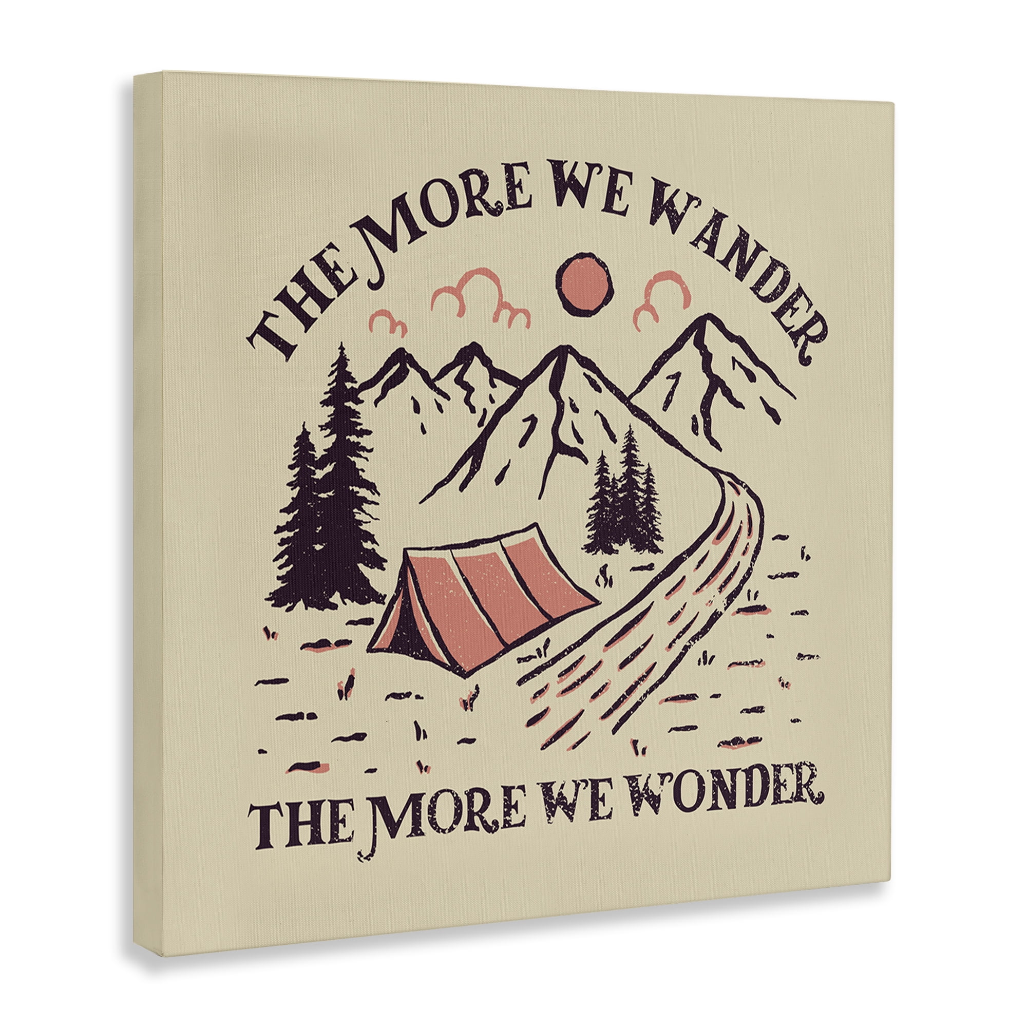 Stupell Industries Wander & Wonder Phrase Landscape & Nature Painting Wrapped Canvas Art Print Wall Art, 24 x 24