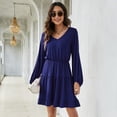 thumbnail image 3 of V-neck balloon sleeve hem mini dress, 3 of 4