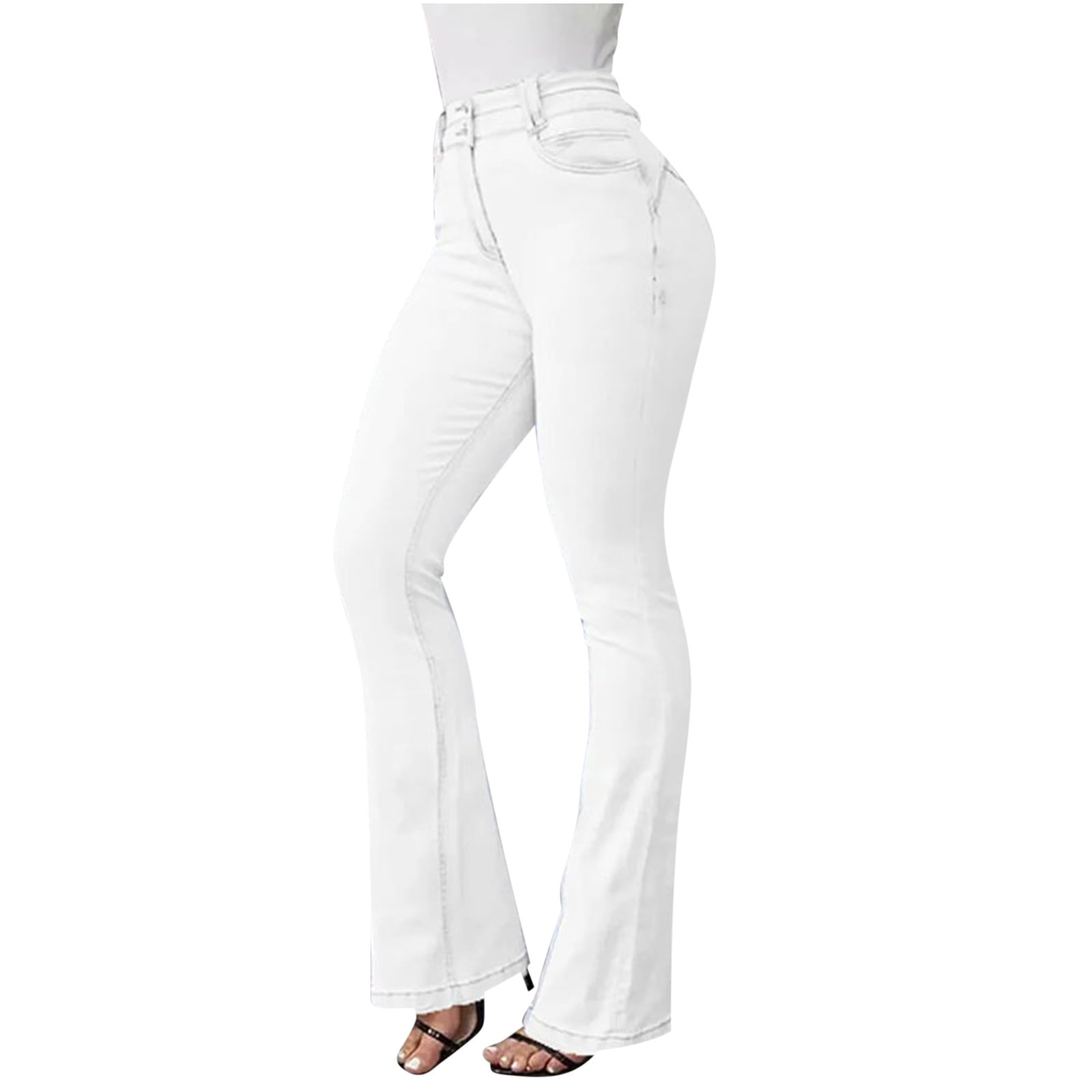 APEXFWDT Bell Bottom Jeans for Women Ripped High Waisted Classic Flared ...