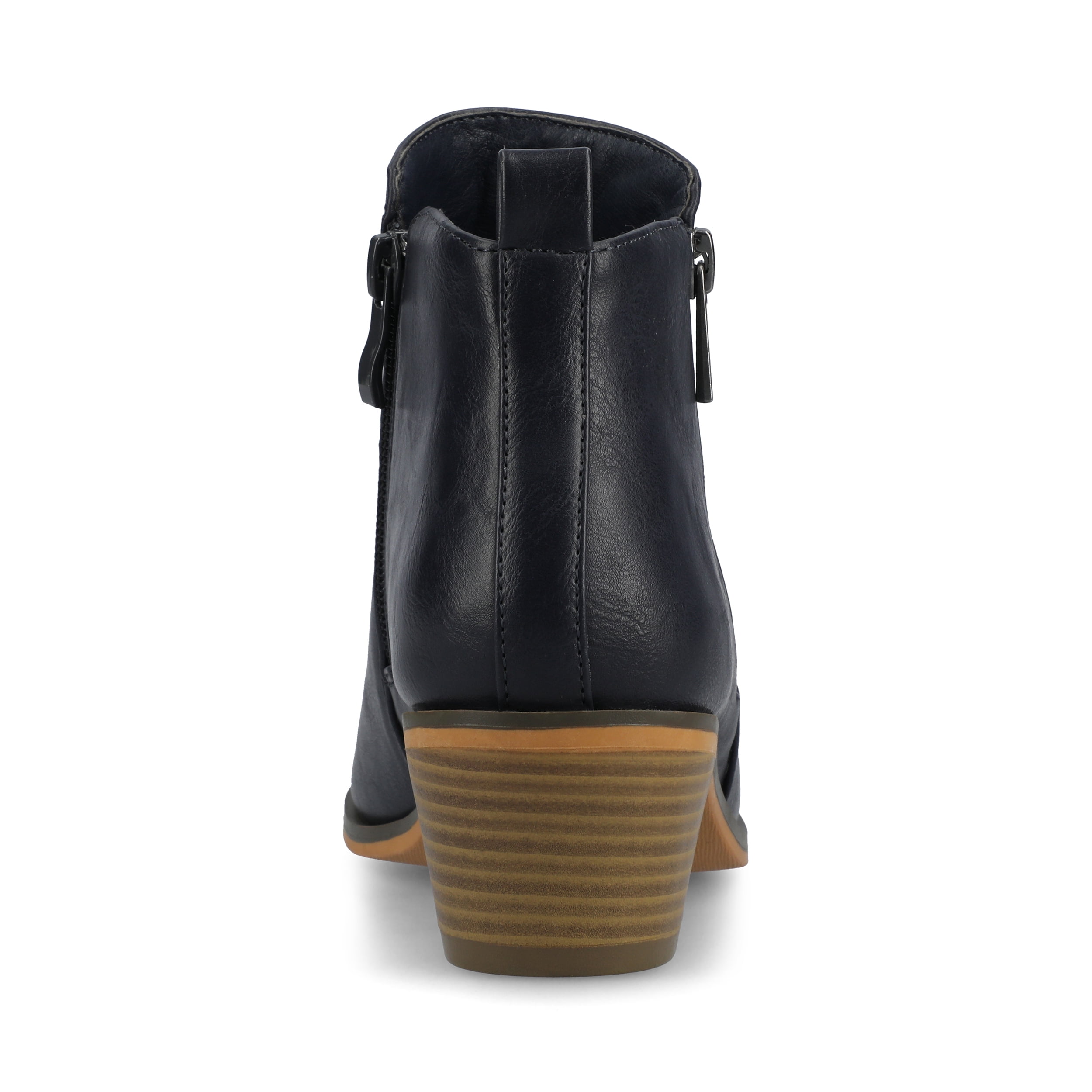 Journee Womens Rebel Outside Zip Stacked Heel Booties