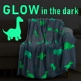 thumbnail image 3 of Glow in The Dark Dinosaur Blanket for Boys Girls  Super Soft Warm Cozy Furry Throw Blanket  50” x 60”, 3 of 7