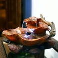 thumbnail image 3 of Alpine Corporation Tiered Leaf Tabletop Fountain, White LED Lights, 9 Inch Tall, 3 of 11