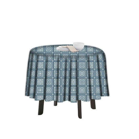 eloria Geometric Printed Round Table Cloth Resistant Washable Decorative Table Cover for Dining Table