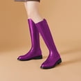 thumbnail image 2 of YDN Women Basic Round Toe Flats Knee High Boots Back Zipper low Heel Riding Boots Warm Comfy Outfit Winter Shoes Size 14 Purple, 2 of 4