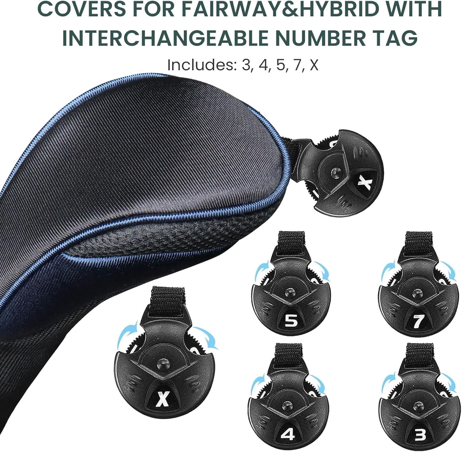 FINGER TEN Golf Club Head Covers for Woods Long Cover Driver Hybrid Fairway, Headcovers with Interchangeable No. Tag Novelty Durable Fit Woods Clubs