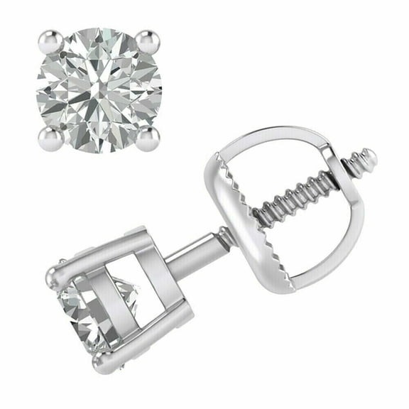 2.00 Ct Round Lab-Created Diamond Solitaire Stud Earrings 14K White Gold Finish