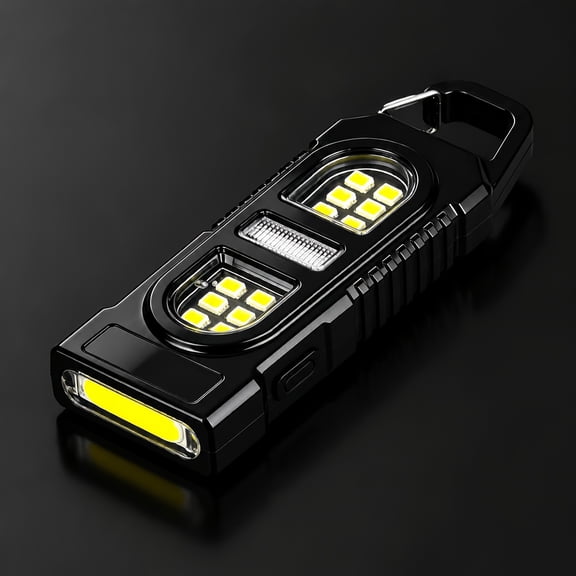 1/2/4 Pack Portable ABS LED Keychain Flashlight, 5 Adjustable Light Modes With Red & Blue Strobe Warning Lights, Rear Pen Clip Design For Power Outage Emergencies, Outdoor Adventures & More