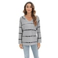 thumbnail image 3 of Aosijia Casual Long Sleeve Striped T-Shirts for Women Plus Size Tunic Loose Pullover Shirts Tops V Neck Ladies Spring Fall Winter Thin Basic Tee Tops Gray XL, 3 of 8