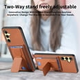 thumbnail image 3 of Compatible for Samsung Galaxy A15 Carbon Fiber Texture Wallet Case with Credit Card Slots, Shockproof Protection Business PU Leather Flip Kickstand Phone Cover for Galaxy A15, Brown, 3 of 9