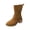 Y-260 Brown, variant on Y-260 Black Ladies Double Buckle Chunky Heel Mid Calf Footwear Fall Winter Suede Short Boots For Women Trendy Fit