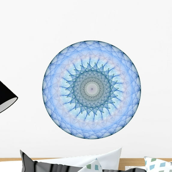 Blue Mandala Wall Decal by Wallmonkeys Peel and Stick Graphic (18 in H x 18 in W) WM276813