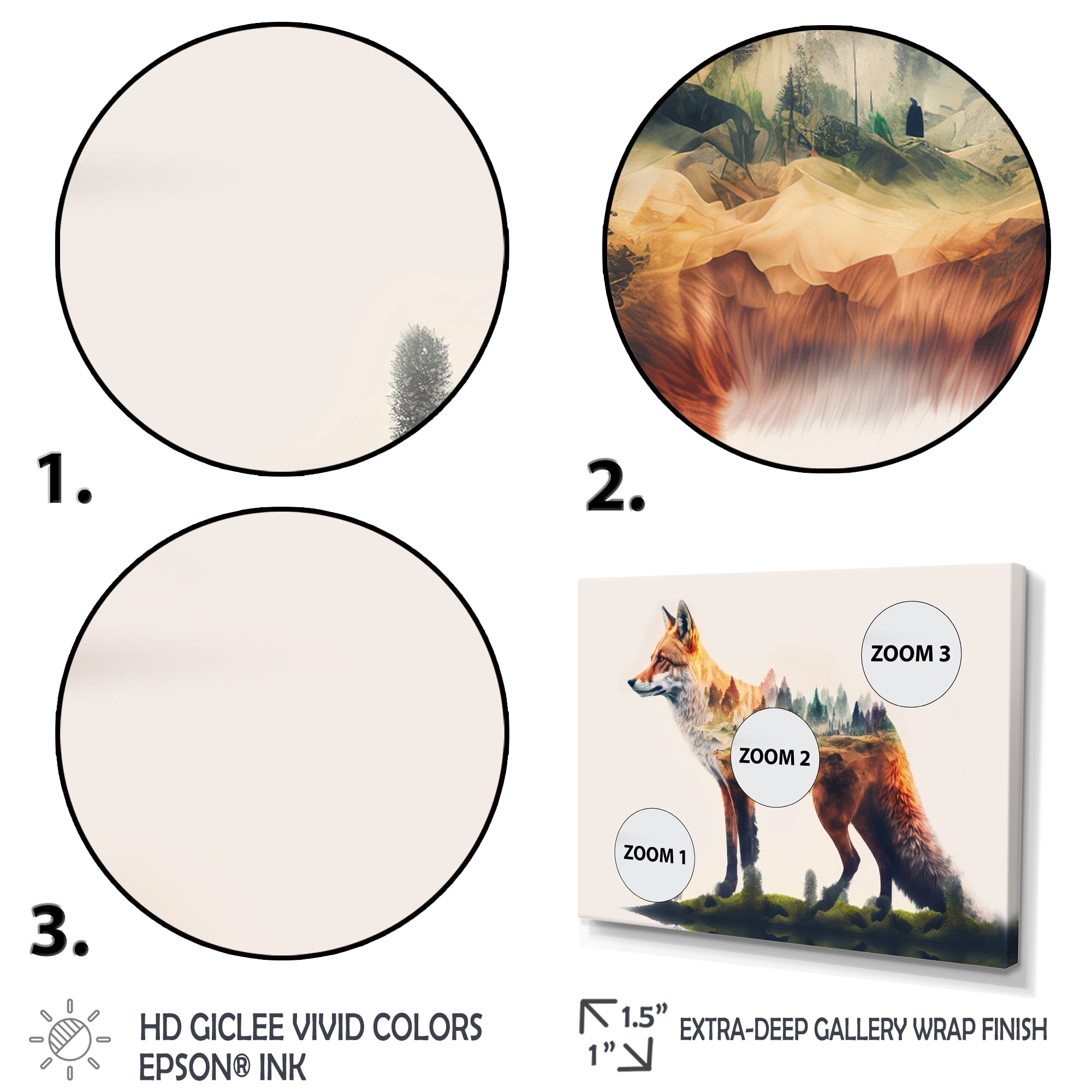 Designart Double Exposure Of A Fox With Nature Canvas Wall Art