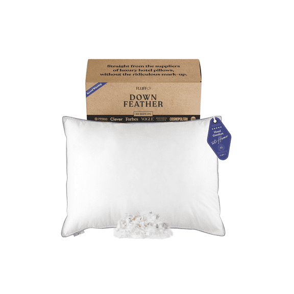 FluffCo Down & Feather Bed Pillow - Pillow-in-Pillow Design, Made in Canada