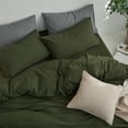 thumbnail image 6 of MooMee Duvet Cover Set Cal-King 100% Washed Cotton Twill Ultra-Soft Breathable Linen Like 3-Piece (Olive Green, 104"x98"), 6 of 7