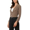 thumbnail image 4 of INSPIRE CHIC Women's Notched Lapel Ruched Sleeve Jackets Business Cropped Blazer M Coffee, 4 of 6