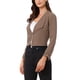 thumbnail image 4 of Chaquetas de manga fruncida con solapa de muesca para mujer Inspire Chic, blazer de negocios recortado L, color café, 4 of 6