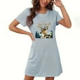 thumbnail image 1 of Sakmal Robe de Nuit de Noël pour Femmes Moomoo Bleue Ultra Douce Respirante Ample Pyjama Robe de Sommeil Col Rond Manches Courtes Imprimé Renne Courtes Robes de Nuit P-2TG, 1 of 4