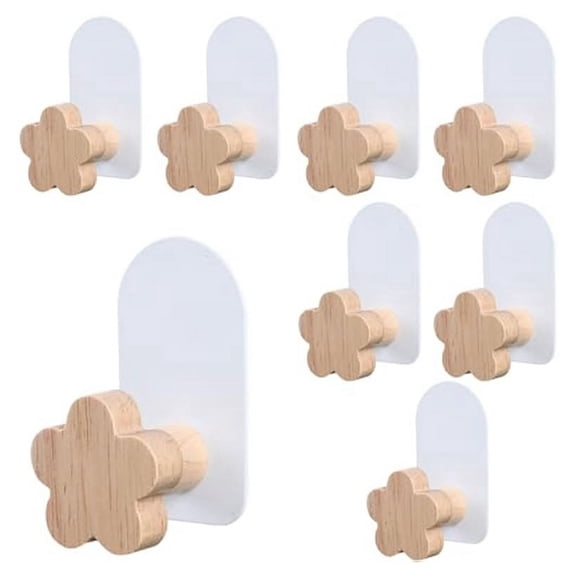 8PCS Shaped Hooks,Kids Room Decorative Hooks, Wood Coat Hooks, Adhesive Mounted Wall Hook for Hanging Coat Clothes,A