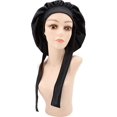thumbnail image 5 of Gorro de noche de seda ZHAOCHENG para mujeres negras con pelo largo y rizado, elástico doble ancho, 5 of 5