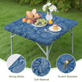 thumbnail image 4 of Blue Pioneer Flower and Paisley Pattern Square Fitted Tablecloth with Elastic Edge,Square Table Cover,Washable Elastic Table Cover for Home Kitchen Party Decor 34"x34", 4 of 6