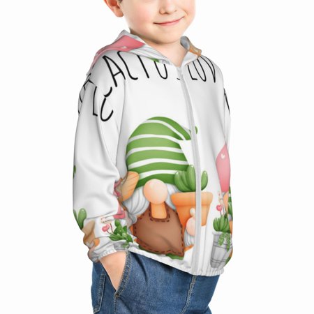 

Uemuo Cactus Gnome Pattern Rash Guard for Boys Girls Long Sleeve Swim Shirts UPF 50+ UV Sun Protection Hooded Fishing Shirt with Pocket for Kid-4 Years