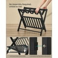 thumbnail image 2 of Solid Wood Foldable Luggage Rack, No Assembly Required Suitcase Stand with Storage Shelf, Sturdy & Space-Saving, Natural Wood, Ink Black, 2 of 6