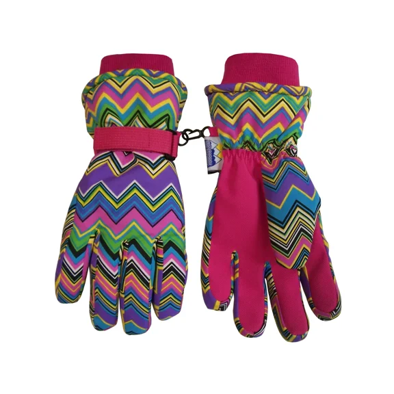 Nice Caps Womens Ladies Waterproof Thinsulate Chevron Ski Snow Winter Gloves
