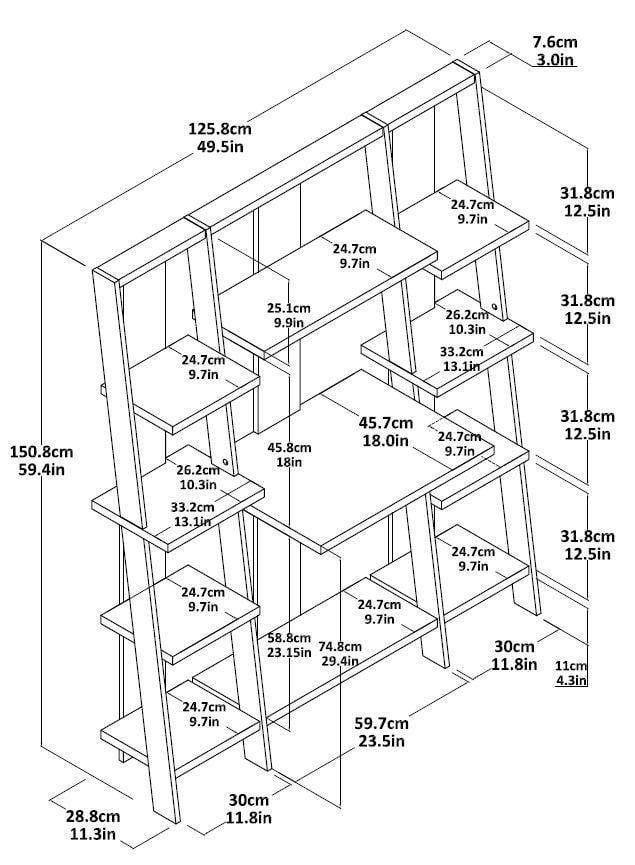 Ameriwood Home 59" Gradient Ladder Desk/Bookcase, Espresso