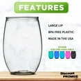 thumbnail image 2 of Plastic Stemless Wine Glasses 16 oz. Set of 10, Bulk Pack - BPA Free, Great for Outdoor Lounges, Poolside, Parties and Other Events - Clear, 2 of 5