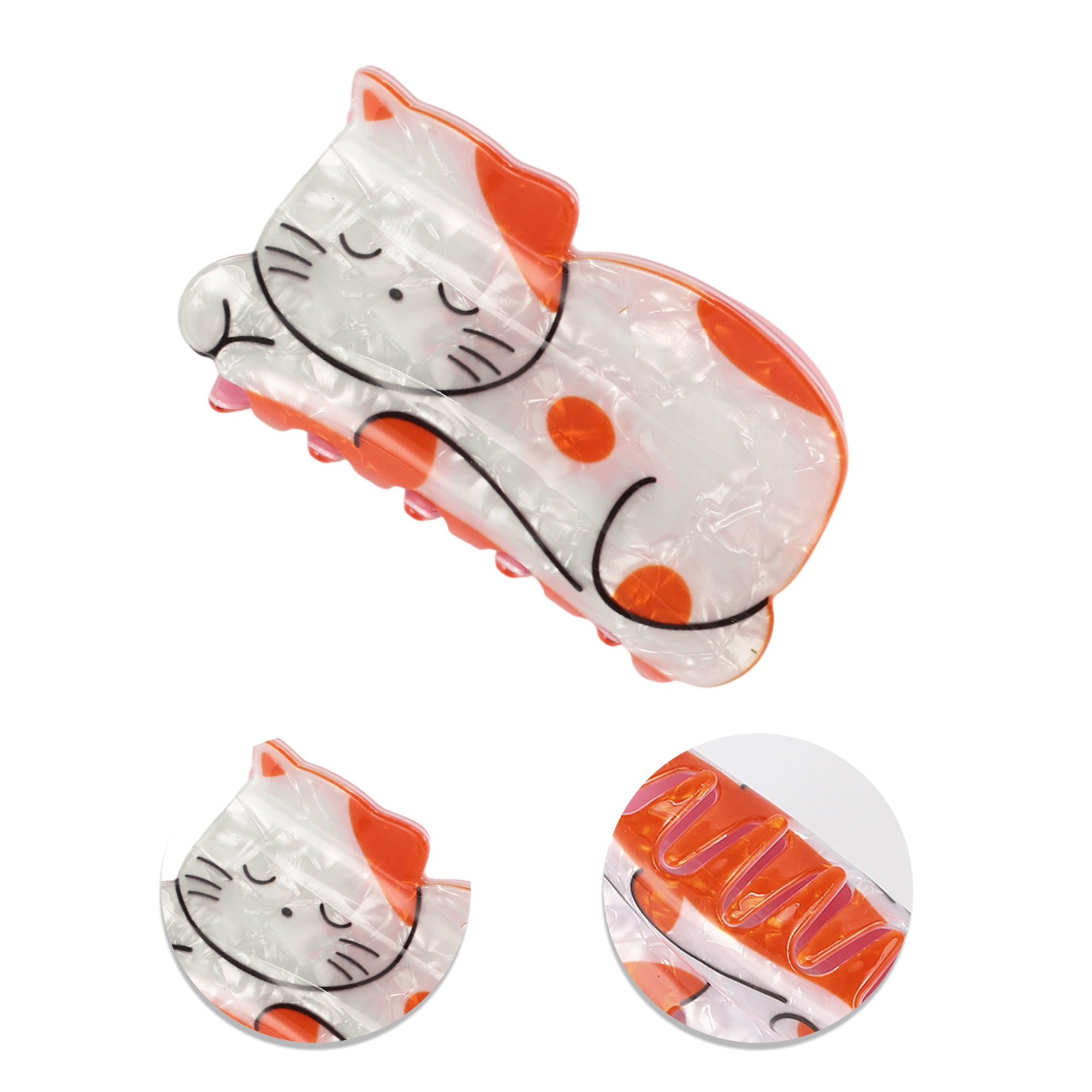 NOMADIC NOOK Women's Fashion Cute Cat Hair Clips 3 Pcs Orange White Brown Black