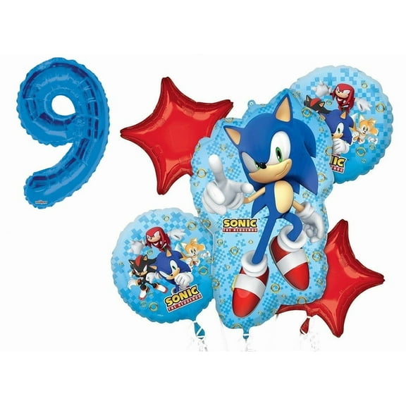 Sonic the Hedgehog 9th Happy Birthday 6 Piece Balloons Set
