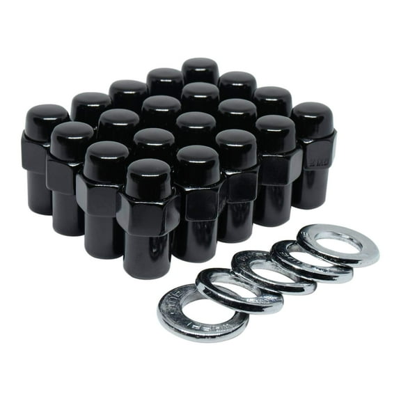 Cragar Standard Mag Lug Nut 12x1.25 Black with Chrome Offset Washer Set of 20 Pcs