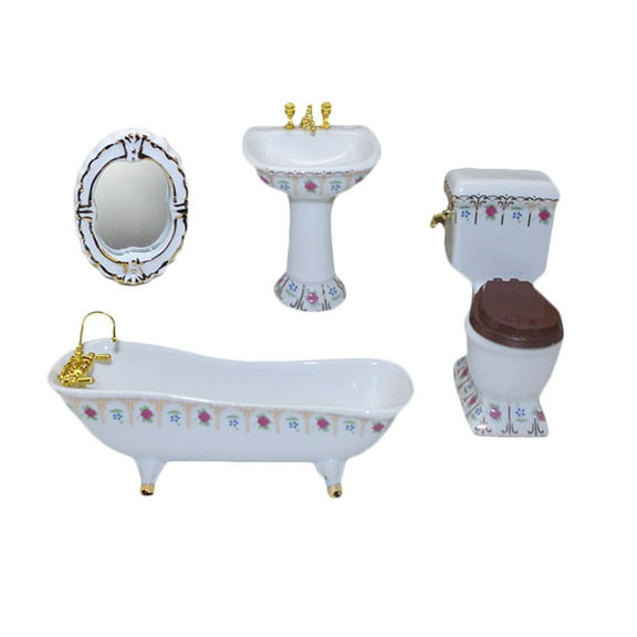 Milisten  4 Pcs Miniatures House Bathroom Set for Dolls / Scale Accessories Baby