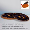 thumbnail image 4 of Eyeball 6PCS Round Coasters Microfiber Leather Set of 6 Drink Coasters with Holder, 4.3x4.3 inch, Dining Table, Bar, Home and Kitchen Decor, Black Color Coasters Package, 4 of 6