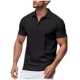 thumbnail image 2 of hoksml Men Business Casual Shirts Golf Ball Uniform Solid Color Collared Polo Shirt Fashion Casual Loose Button Lapel Short Sleeve Top, 2 of 9