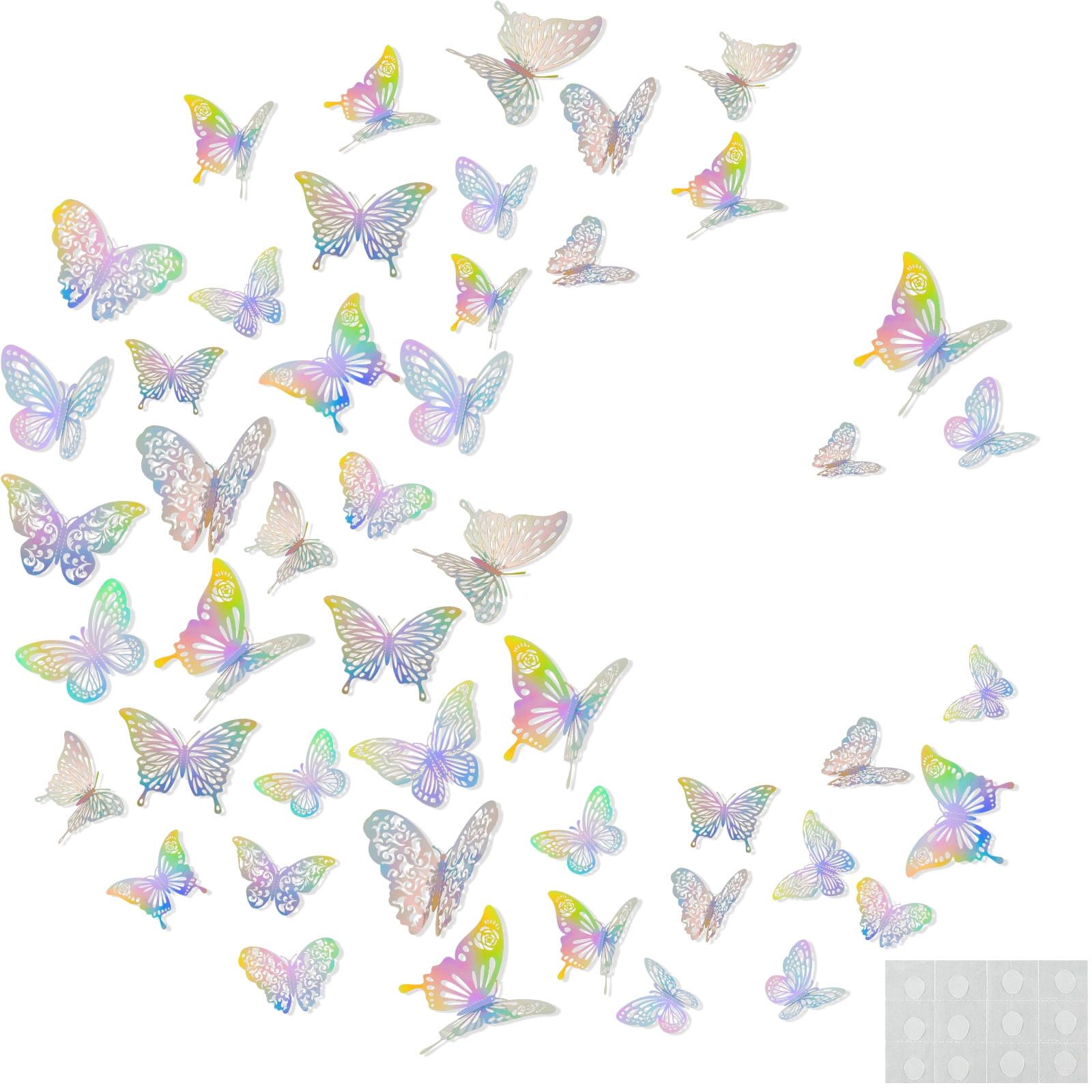 12Pcs 3D Butterfly Wall Decor Stickers - 3 Sizes, Removable Silver Metallic For Room & Party