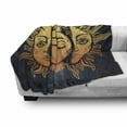 thumbnail image 3 of Psychedelic Soft Flannel Fleece Throw Blanket, Moon and Sun with Many Fractal Faces Celestial Energy Mystic Art Print, Cozy Plush for Indoor and Outdoor Use, 50" x 70", Yellow Dark Blue, by Ambesonne, 3 of 6