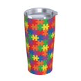 thumbnail image 4 of Juego de tres piezas de taza térmica portátil de acero inoxidable con pajita y aislamiento de 20 oz para el mes de concientización sobre el autismo, 4 of 7