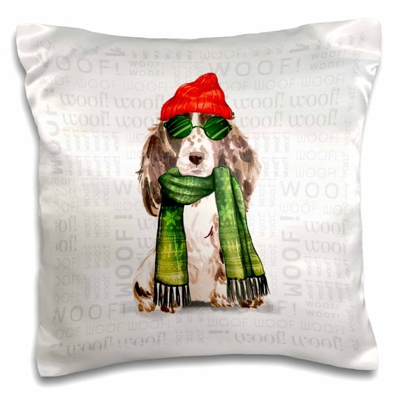 3drose, Cocker Spaniel Lover Christmas Brown and White Funny Animals, 16x16 inch Pillow Case