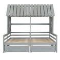 thumbnail image 5 of Harper & Bright Designs Double Shared Bed, Twin Size House Platform Beds with Two Drawers for Boys Girls, House Bed Frame Combination of 2 Side by Side Twin Size Beds, Gray, 5 of 10