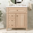 thumbnail image 3 of "30'' Bathroom Vanity with Sink, Solid Wood & MDF Cabinet, Flip-Out Drawer, 2 Soft-Close Drawers, 1 Soft-Close Door, Elegant Wood Handles", 3 of 14