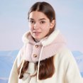 thumbnail image 6 of XIAOCHA Women’S Hooded‑Scarf Beanie，Faux‑Fur‑Trim Hats，Fall‑Winter Outdoor Trapper,Pink, 6 of 6