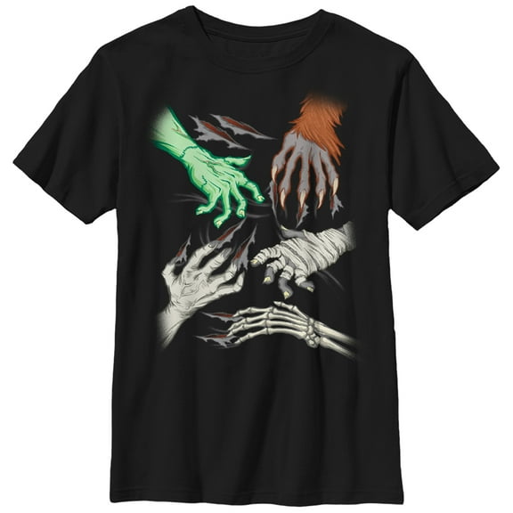 Boy's Lost Gods Halloween Monster Hands Graphic Tee Black Large