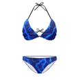 thumbnail image 2 of COEQINE Women's Halter String Bikini Padded Top Triangle Allover Print High Cut Bottoms Bikini Set Blue Lightning 2 Piece Removable Pad Sexy Beachwear for Beach Pool Party, XL, 2 of 7