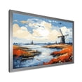 thumbnail image 2 of Designart "Dutch Countryside Wind Turbine Meadows II" Architecture Framed Wall Art Decor - Industrial Blue Wind Turbines Entryway Framed Wall Art, 2 of 6