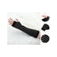 thumbnail image 2 of Guantes de punto largos sin dedos para mujer con agujero para el pulgar, a rayas sólidas, góticos, negro-gris, 2 of 6
