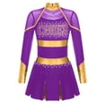 HYwys Cheer Leader Girls Cheerleading Uniform Complete Dress Purple 8