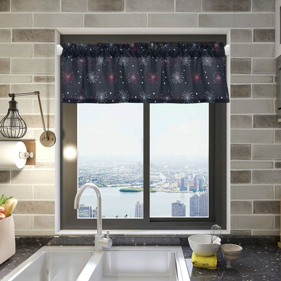 Yayeee Kitchen Valance Rod Pocket 54" x 18" Living Room Window Curtain, Starry Night Pattern