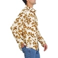 thumbnail image 4 of CAMISA HAWAIANA DE MANGA LARGA CON BOTONES PARA HOMBRE INSPIRAR CHIC, PATRÓN DE FLORES Y PALMAS, M BLANCA Y AMARILLA, 4 of 7
